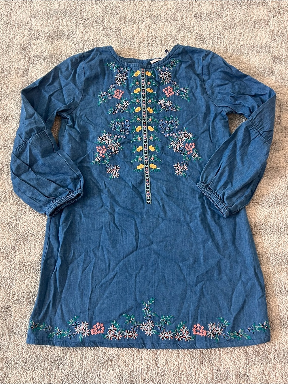 FatFace Denim Blue Embroidered Floral Tunic Top